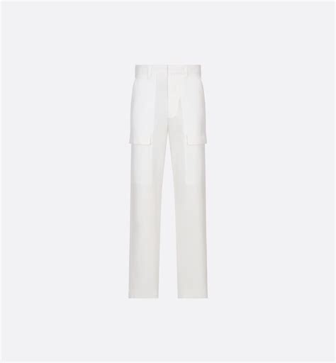 Christian Dior Couture Cargo Pants White Cotton Faille